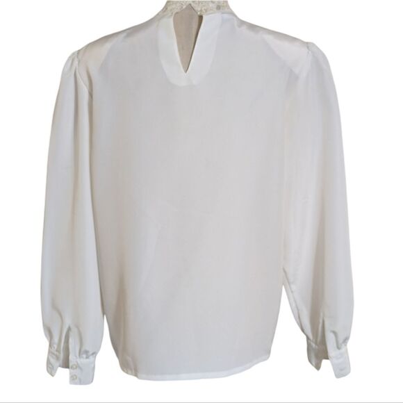 Sellecca Vintage White High Neck Victorian Blouse - Picture 4 of 7